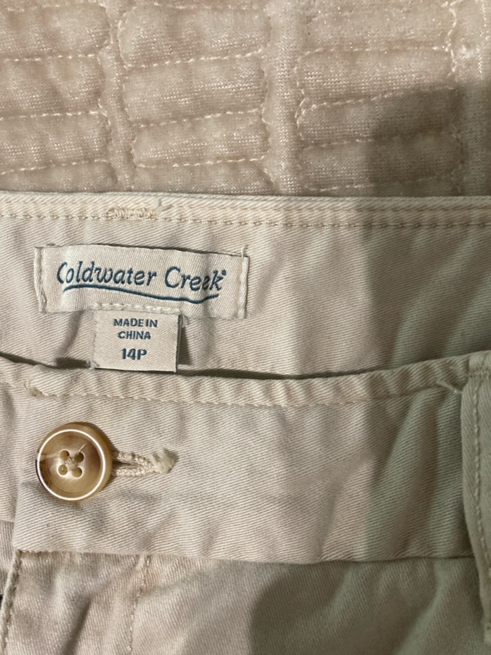 Coldwater Creek women’s Light Beige Straight-Leg Chinos, size 14 petite - Picture 2 of 7
